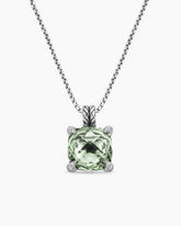 Chatelaine® Pendant Necklace in Sterling Silver with Prasiolte and Diamonds, 11mm